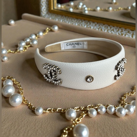 . Accessories - Gorgeous Ivory Headband with Pearl and Gold Rhinestone Embellishments